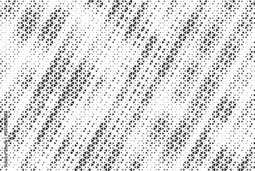 Aufkleber Halftone triangle abstract grunge background. Monochrome geometric vector pattern. Vector illustration.