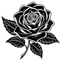 Rose Flower Vector Illustration: Cartoon, Clipart, and Line Art Design