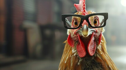 Strange chicken with specs is a great way to put comedy into designs