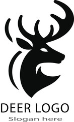 Obraz premium Black And White Deer Head Logo Design