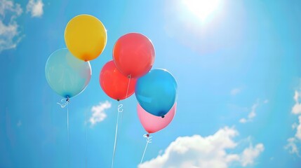 青空に浮かぶカラフルな風船