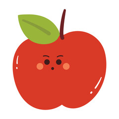 hand drawing cartoon apple fruit sticker. cute fruit drawing sticker, doodle set