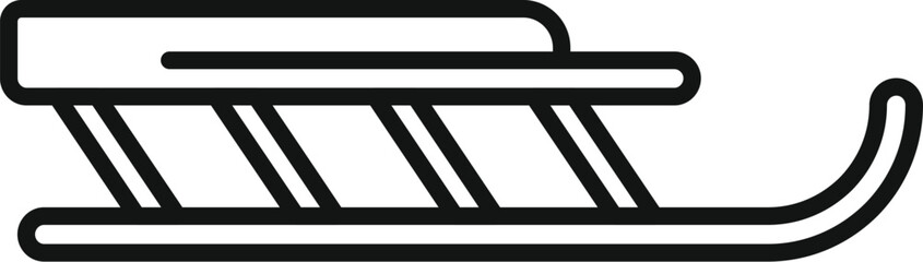 Classic wooden sled is standing on snow, ready for winter fun and adventures in the cold outdoors