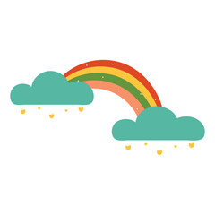 hand drawing cartoon rainbow sticker set. cute sky element sticker, doodle set