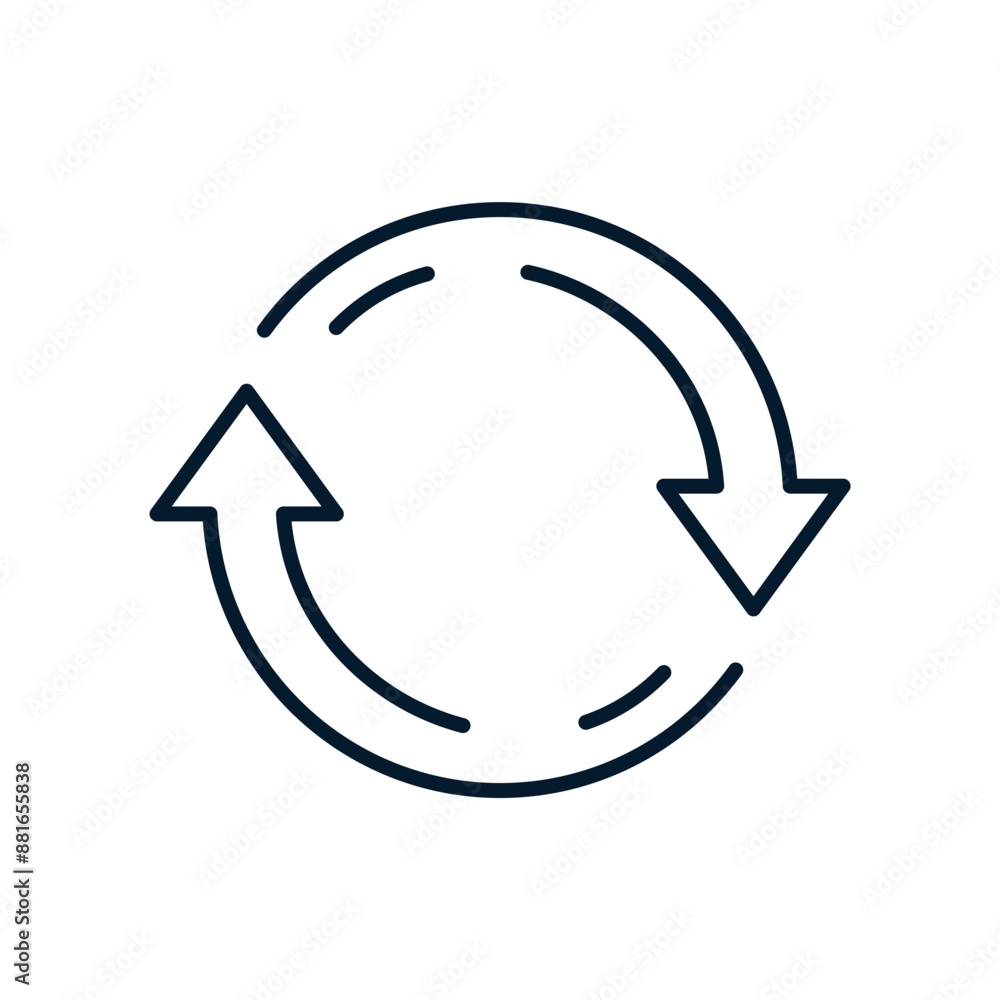Poster arrow in a circle. refresh concept. vector linear icon isolated on white background.