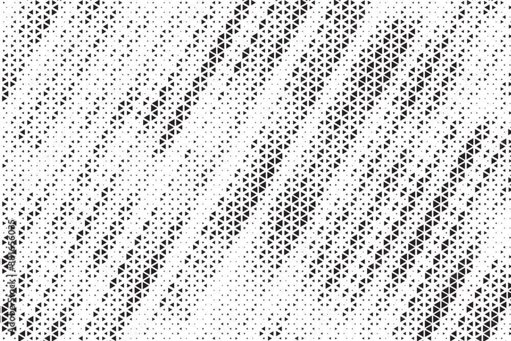 Aufkleber Triangle Shapes Vector Abstract Geometric Technology Oscillation Wave Isolated on Light Background. Halftone Triangular Retro Simple Pattern. Minimal 80s Style Dynamic Tech Wallpaper