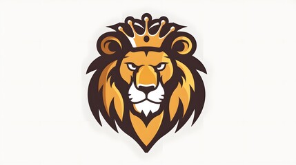 Fototapeta premium lion head with crown logo