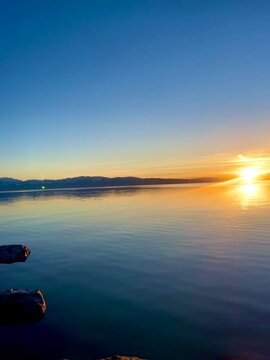 sunset over the lake