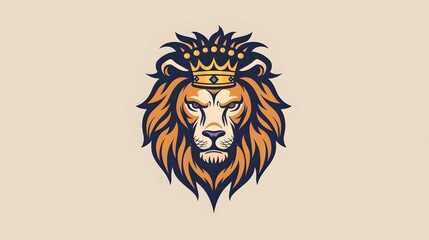 Obraz premium lion head with crown logo