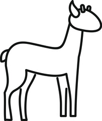 Simple line drawing of a baby goat standing in a side view, minimalist style