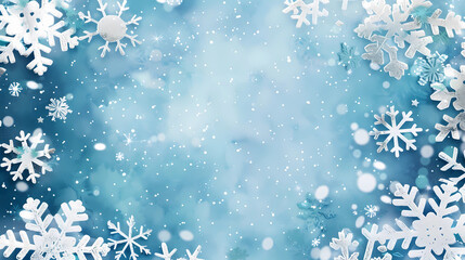 Decorative winter border with snowflakes