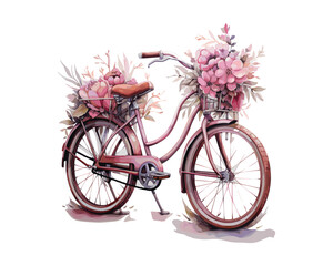 Obraz premium Watercolor Flower Bicycle Vector Art
