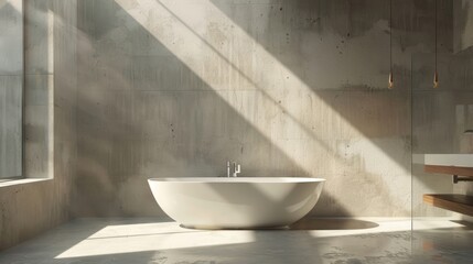 Modern minimalistic bathroom with sunlight.