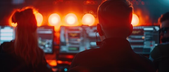 remote team collaborating on a project close up, team synergy, dynamic, Silhouette, digital workspace backdrop