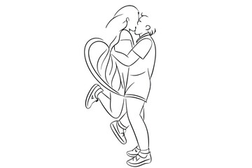 Happy Couple Line Art Romantic Connection Illustration
