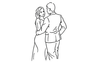 Couple Love Line Art Cozy Lovers Illustration