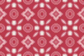 Aztec African Geometric Pattern. Red Purple and White Colorful Traditional embroidery. Design for print texture. Border background for wallpaper, wrapping paper