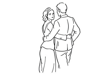 Couple Love Line Art Minimalist Romance Drawing