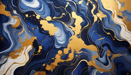 Fototapeta premium A seamless blue and yellow wave pattern evokes a watery or sunlight dappled background for wallpapers, fabrics, or web design