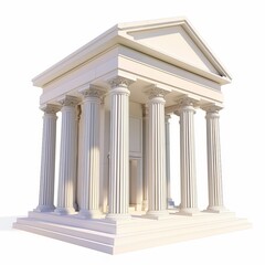 Obraz premium 3D Render, Low Poly style of a Roman temple with columns, on isolated white background, Generative AI