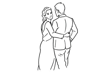 Couple Love Line Art Timeless Romance Sketc