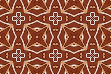 Aztec African Geometric Pattern. Red Purple and White Colorful Traditional embroidery. Design for print texture. Border background for wallpaper, wrapping paper