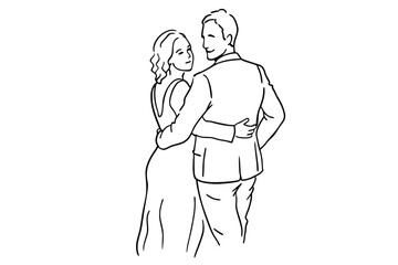 Couple Love Line Art Tender Touch Illustration