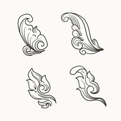 Vector set of flora ornament elements for design
