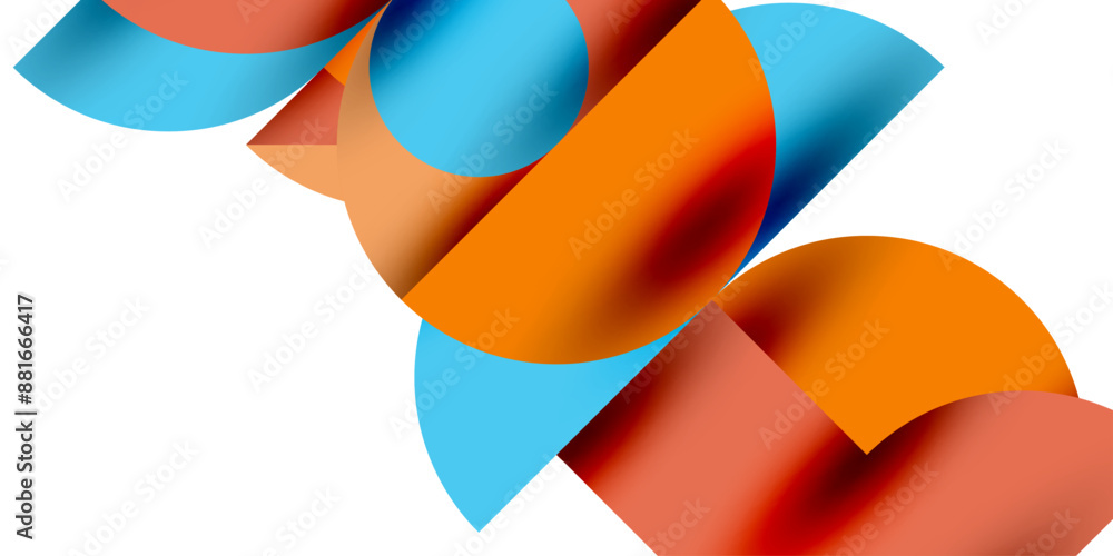 Poster tech minimal circular shapes geometric art. vector modern circles