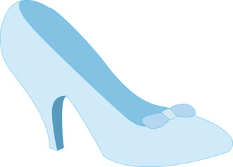 A vector art of a glass slipper or a simple blue shoe.