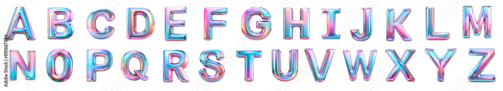 Poster 3d colorful alphabet set with a gradient effect