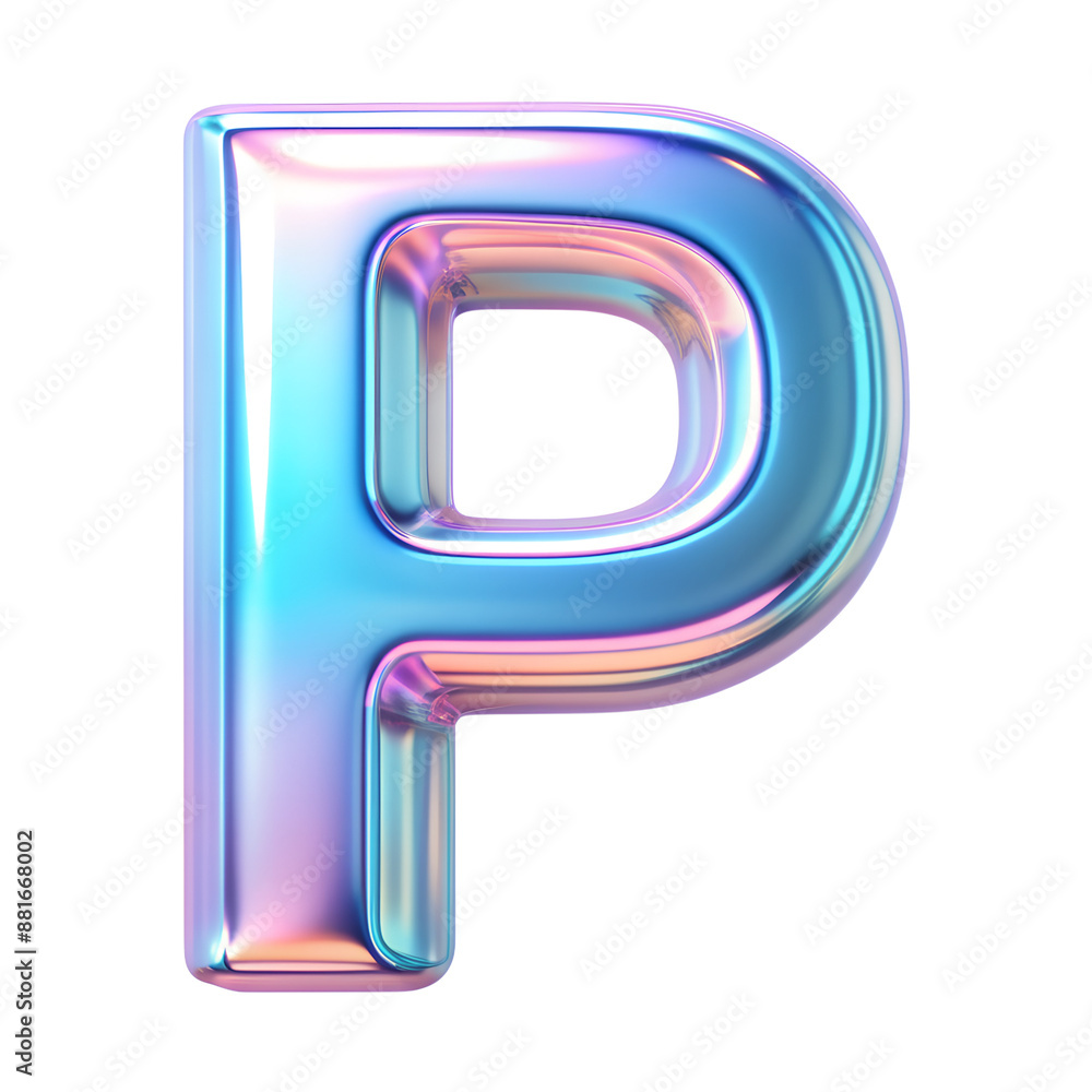 Wall mural 3d futuristic p letter isolated on transparent background with clipping path cut-out