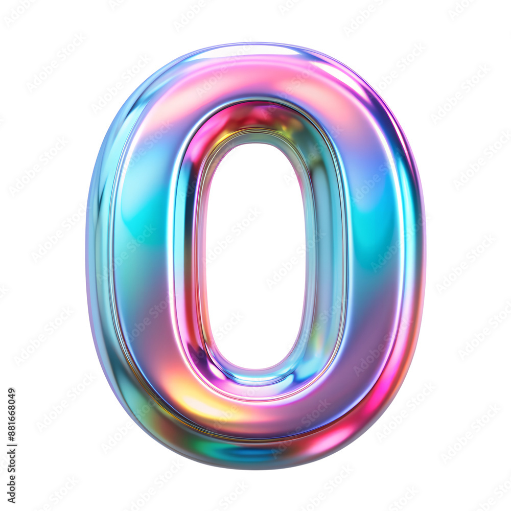 Poster 3d glossy o character isolated on transparent background with clipping path cut-out