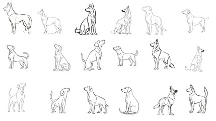 Sustainable Communities: Embracing Nature through Line Dog Animal Vector Art