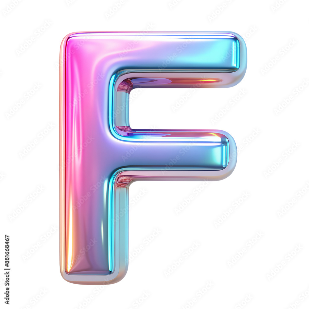 Poster 3d elegant letter f isolated on transparent background with clipping path cut-out