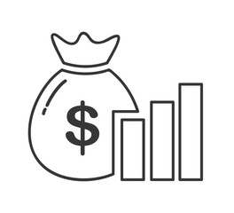 coin bag icon with graph vector illustration