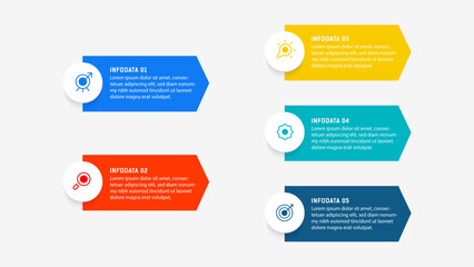 Fototapeta premium Five Step Infographic design element template for presentation. info graphic illustration. process diagram and presentations step, banner, flow chart, 5 option template.