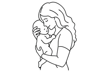 Mother's Love Line Art Tender Moment Drawing