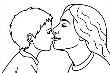 Mother's Day Line Art Joyful Celebration Artwork