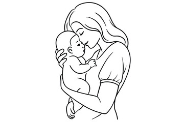 Mother's Love Line Art Cherished Hug Artwork
