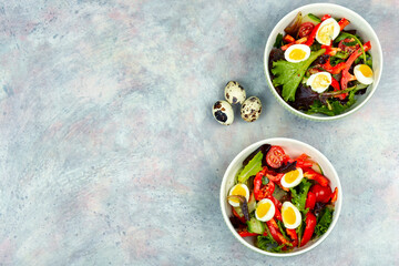 Summer salad with vegetables and eggs.