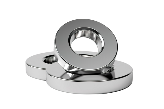 Whispers of Infinity: A Ballet of Stainless Steel Rings on White or PNG Transparent Background.