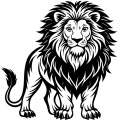 Lion silhouette. Lion black icon on a white background