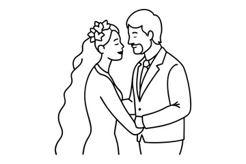 Wedding Anniversary Line Art Special Moment Drawing