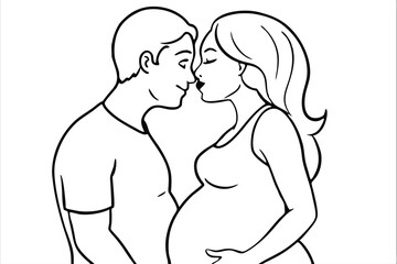 Pregnant Women Line Art Loving Embra