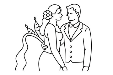 Wedding Anniversary Line Art Beautiful Day Drawing