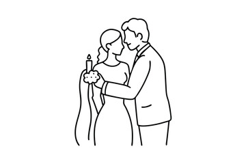 Wedding Anniversary Line Art Happy Love Design