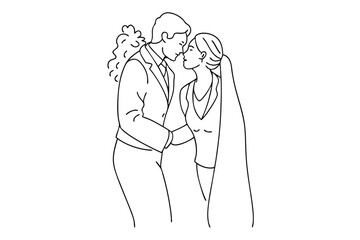 Wedding Anniversary Line Art Heartfelt Celebration Design