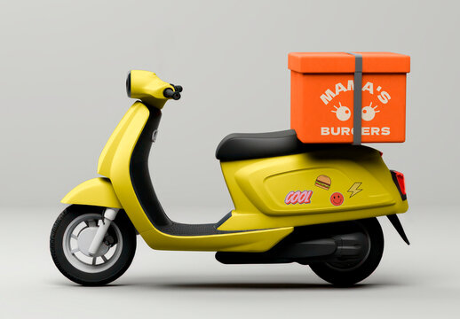 Delivery Scooter Mockup With Generative AI
