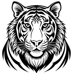 tiger head silhouette  vector illustration 